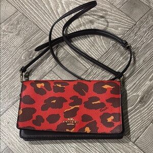 Coach Red Leopard Print Crossbody Bag